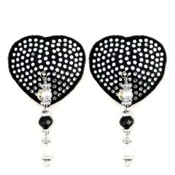 Bijoux De Nip Heart Black Crystal Pasties W/ Beads