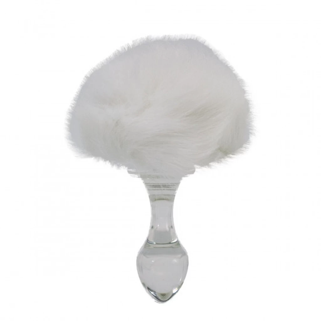 Bunny Tail Faux Fur Magnetic Glass Butt Plug