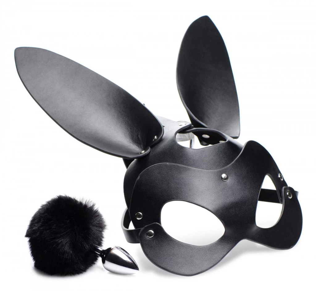 XR Brands Bunny Tail Anal Plug And Mask Set - Image 2