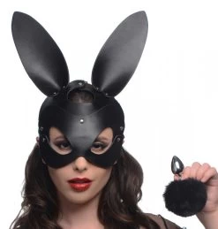 XR Brands Bunny Tail Anal Plug And Mask Set